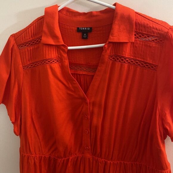 Torrid Orange Collared Peplum Top - Picture 2 of 4